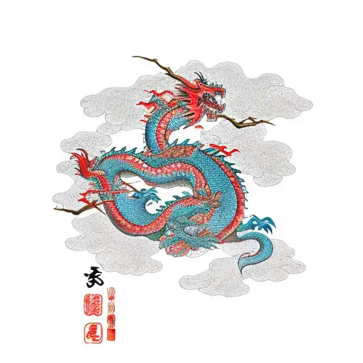 Japaneses Dragon Wrapped Around A Cherry Tree