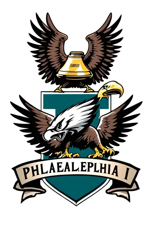 Old School Philadelphia Eagle Logo Carrying A Lombardi Trophy