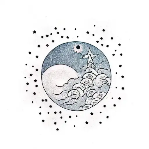Simple One Moon With Stars