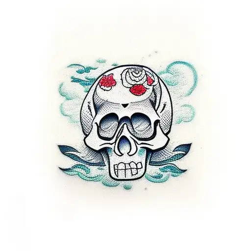 Create A Design Measuring 4 Cm Wide By 13 Cm High With Skull And Animals