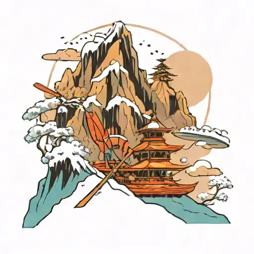 Mountain With Snow And Skis