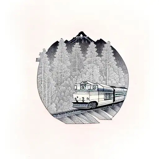 Old Style Train Driving Through Forest On Fire