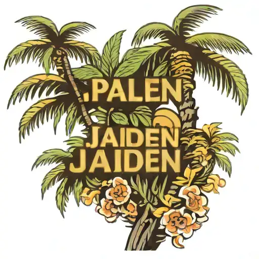 Palm Tree With The Name Jaiden As The Trunk