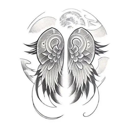 Angel Wings And Moon