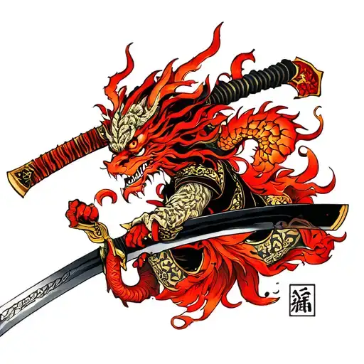 Demon On Samurai Sword