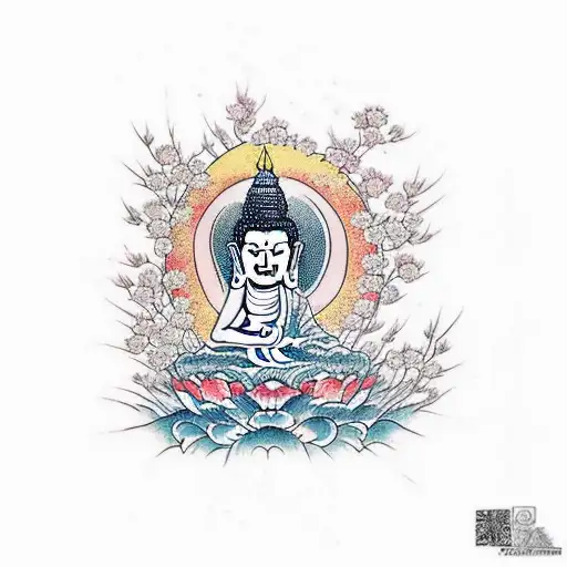 Buddha Cherry Blossom Sunrise