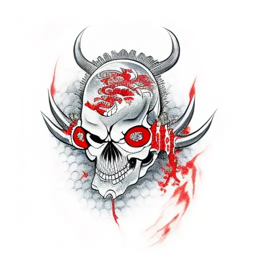 Demon Skull In Red Paint