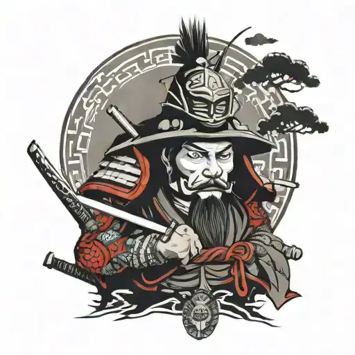 Japanese Samurai With The Japanese Symbol For Loyalty