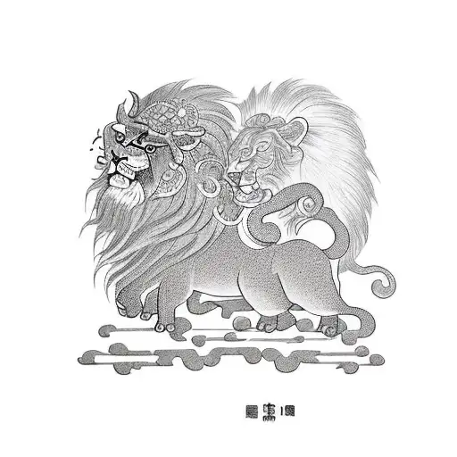 Ox And Lion Fighting