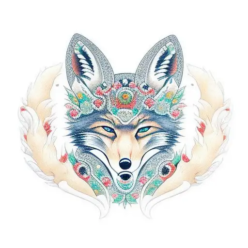 Jewel Embossed Antlered Fox With Nine Tails