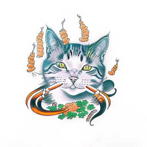 Cat With Carrots