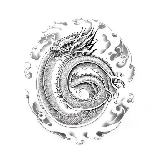 Dragon Japones Tribal Con Los Nombres Ian Y Dana Integrados