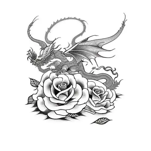 Dragon With Roses