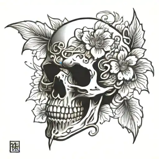 Draw A Higanbana With A Skull In The Center Of The Flower