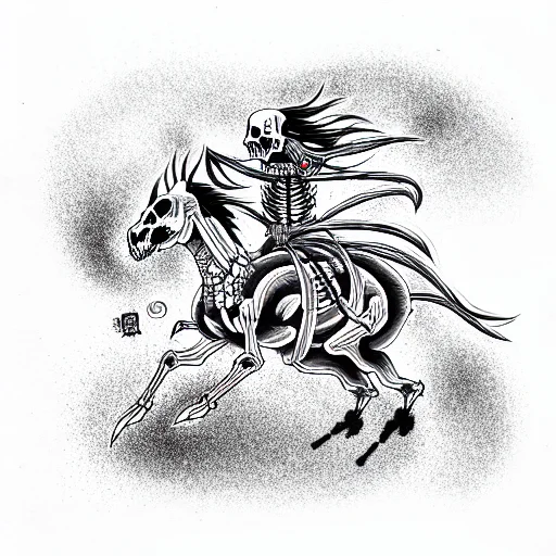 Skeleton Riding Ghost Horse