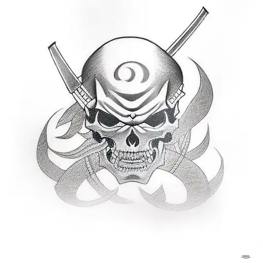 Full Samurai But Face Is Replaced With Skull