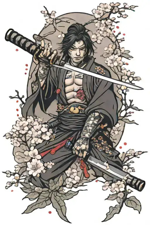 Katana And Sakura Blossom