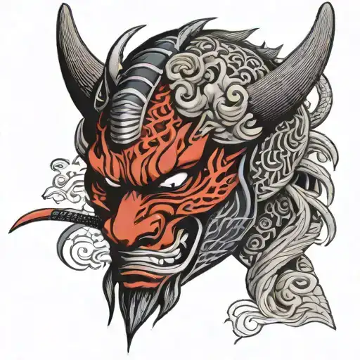 Samurai Mask Split In Half Dragon Wrapped