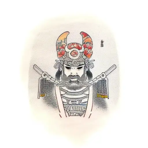 Japanese Warrior With Sunset