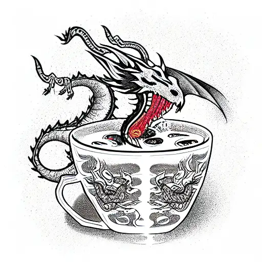 Dragon Smokes Hashish And Marijuana In A Sweater With A Cup Of Coffee