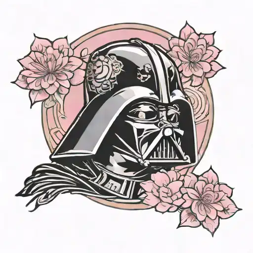 Samauri Darth Vader With Pink Lotus Deathstar