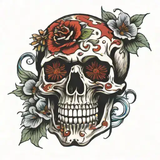 Skull With Flowers Coming Out