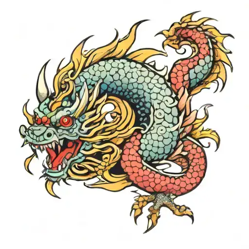 Traditional Japanese Dragon Sleeve Tattoo Design