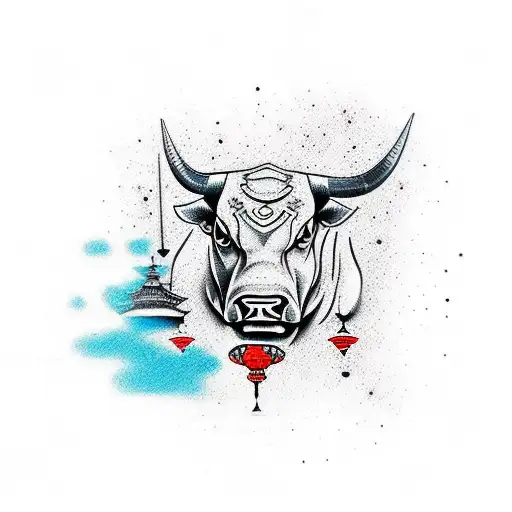 3D Bull With Time Clocks