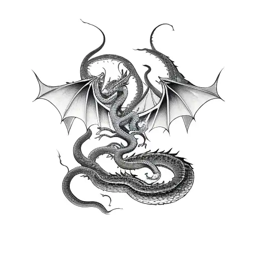 A Mythical Creature With The Body Of A Snake And The Wings Of A Dragon