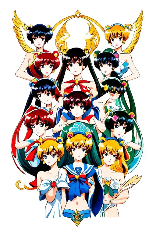 All 10 Sailor Guardians From Sailor Moon In Mid Transition