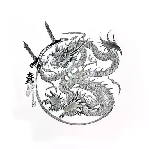 Dragon Around Sword