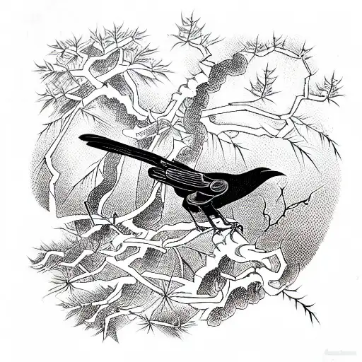 Crow In The Woods With Insects