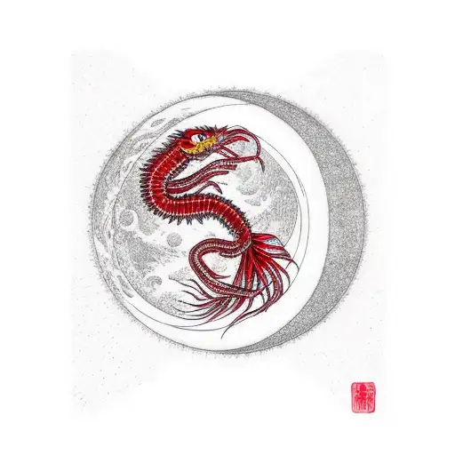 A Red Centipede Circling The Moon