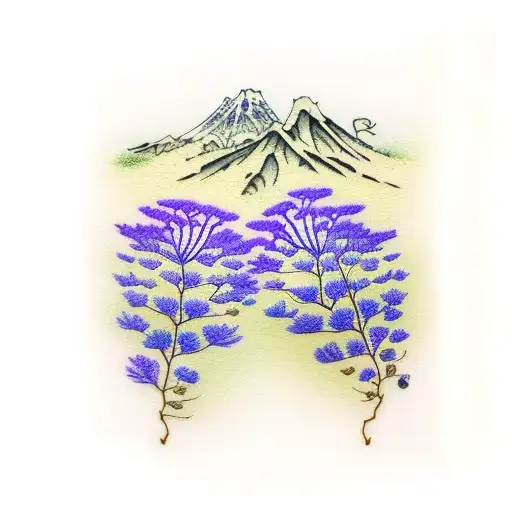 Jacaranda Leaves With Scroll