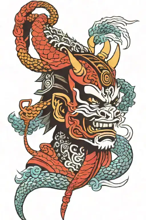 Samurai Mask With Dragon