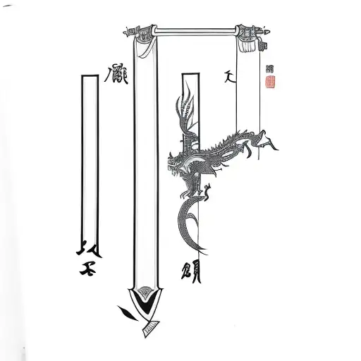 Japanese Samurai Sword And Dragon