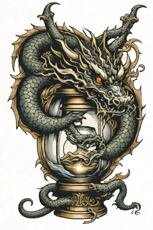 Dragon Wrapped Around Hourglass