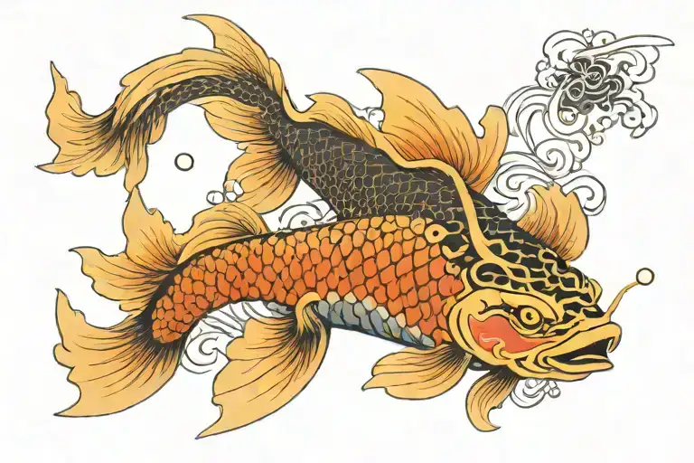 Koi Fish And Dragon Wrapped