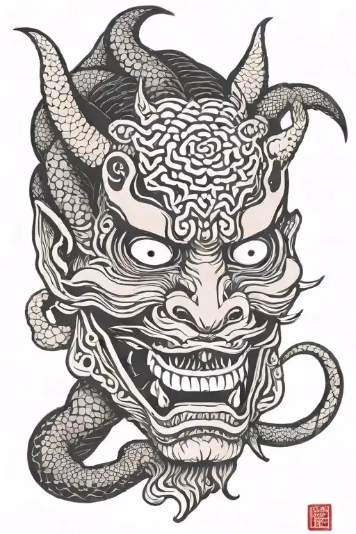 Hannya Mask With Snake