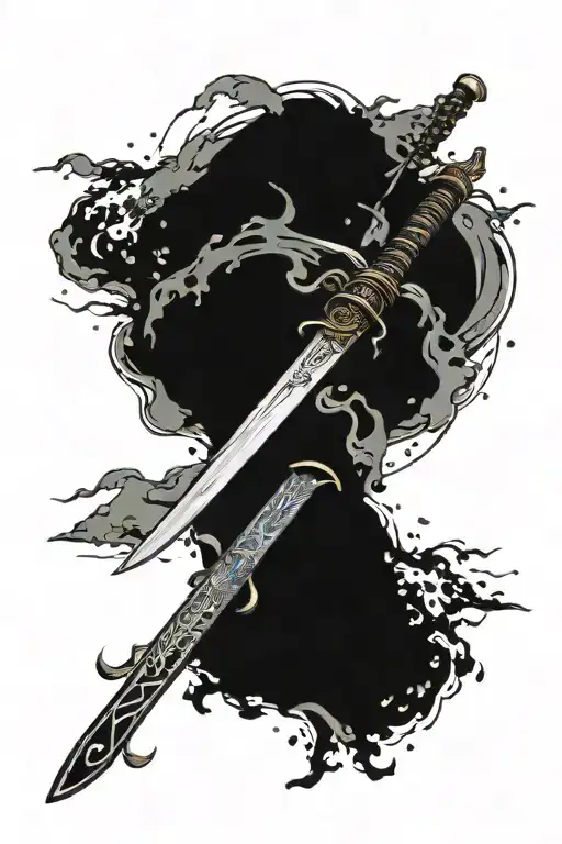 Demon Slayer Samurai Sword With Water Around It Luminous Points