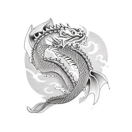 Tatuaje Brazo Completo Hombre Dragon Rodeado De Peces Koi