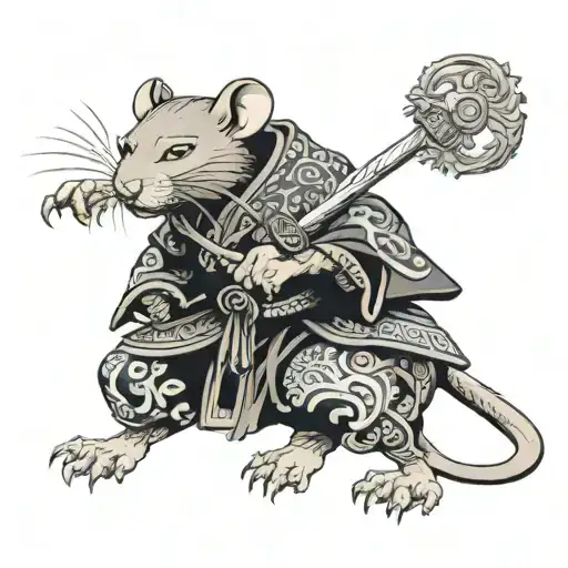 Chinese Zodiac Rat Warrior With Sword Anthropomorphic