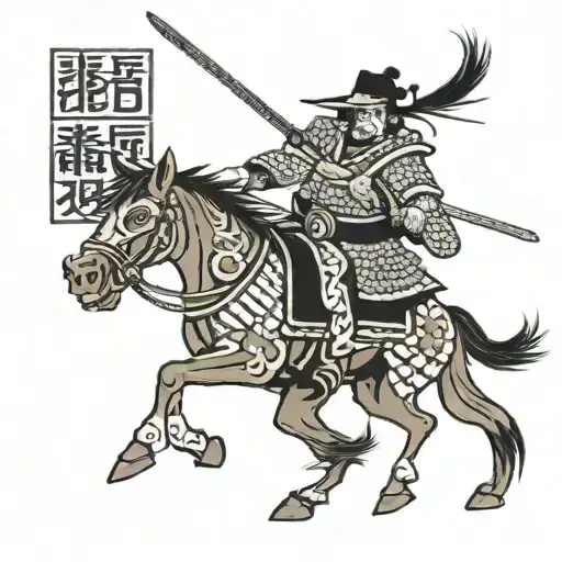 Mouse Samurai Warrior Stabbing Horse