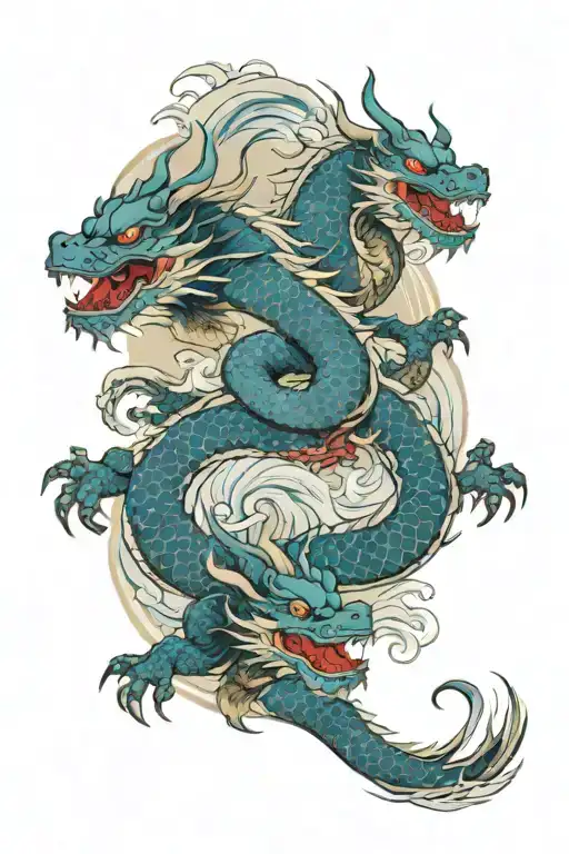 Dragons With Ocean Background And Hanya Mask