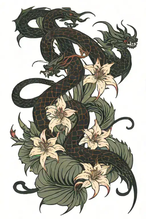 Red Dragon And Spider Lily