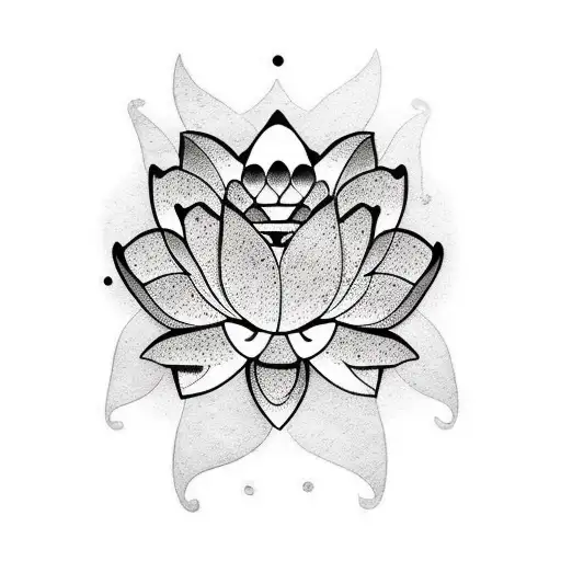 Korean Traditional Landscape With Lotus Flowers