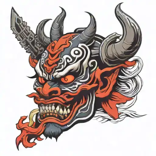 Oni Mask And Gun