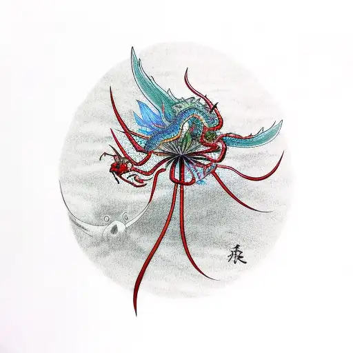 Red Spider Lily With Dragon Around It