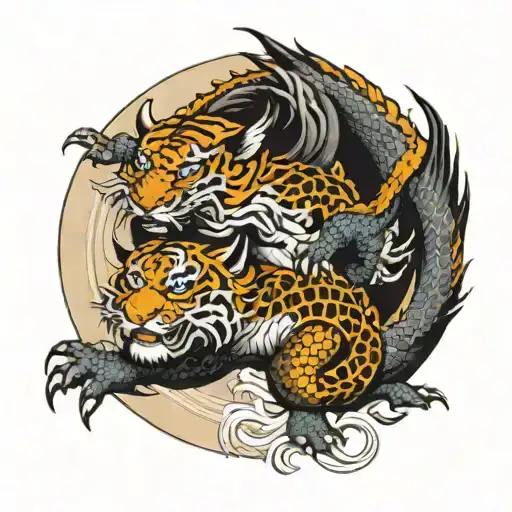 Tigre Y Dragon Uniendo Un Ying-yang