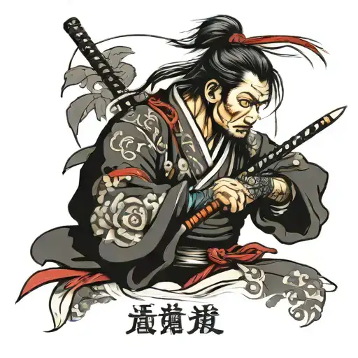 Samurai Musk With Bonds And Sword